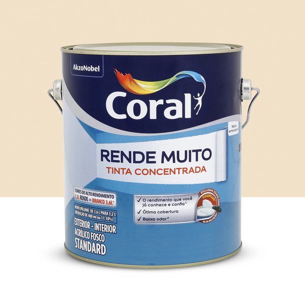 tinta acrílica fosca rende muito 3.2 lt pérola – coral