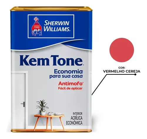tinta acrílica fosca kemtone vermelho cereja 18 litros – sherwin williams