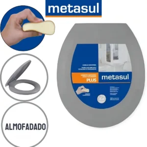 assento sanitário almofadado cinza claro metasul