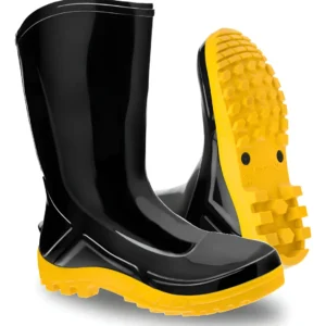 bota de pvc preta com solado amarelo nº 39